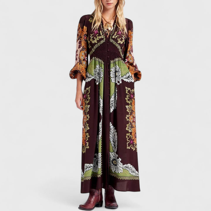 שמלת מקסי עם צווארון וי של Aviva Blossom