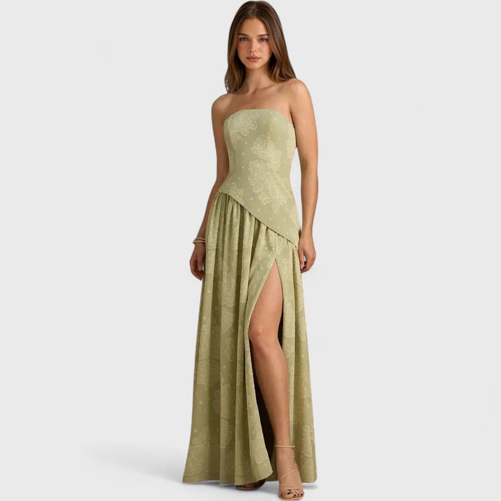 שמלת מקסי ללא כתפיות של רינה