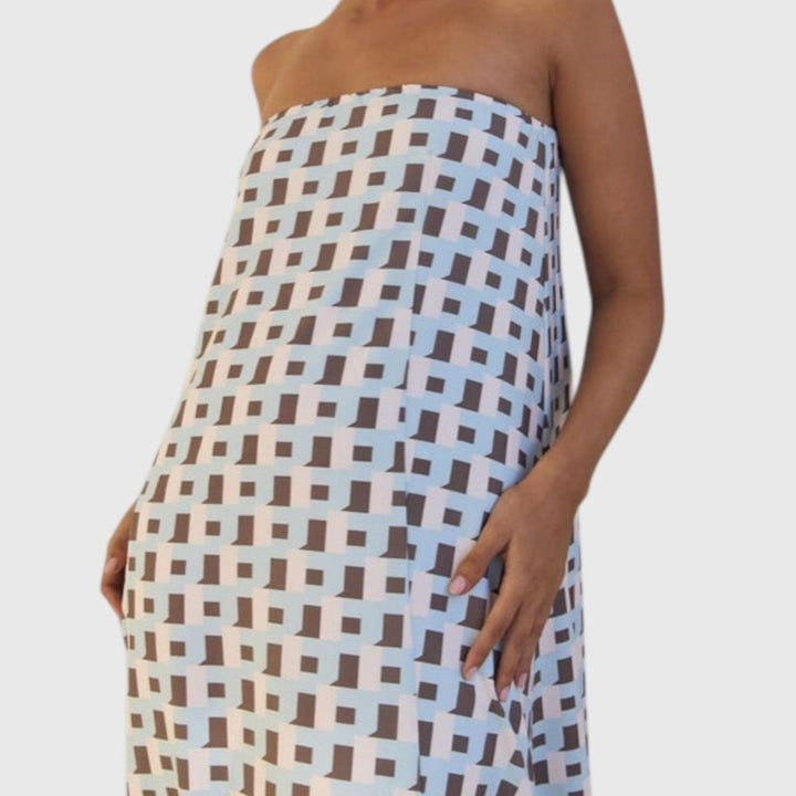 שמלת מקסי גיאומטרית עם כתפיים פתוחות של יארה