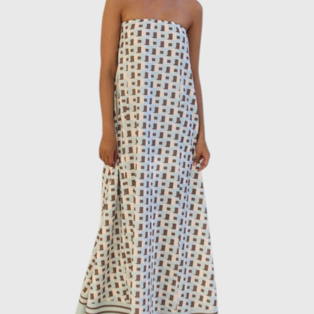 שמלת מקסי גיאומטרית עם כתפיים פתוחות של יארה