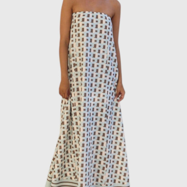 שמלת מקסי גיאומטרית עם כתפיים פתוחות של יארה