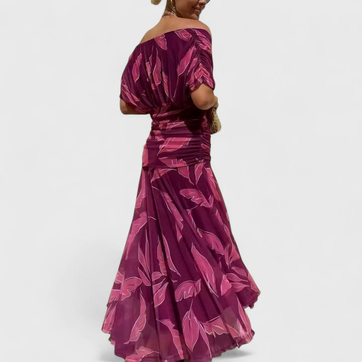 שמלת מקסי עם הדפס עלי שירה