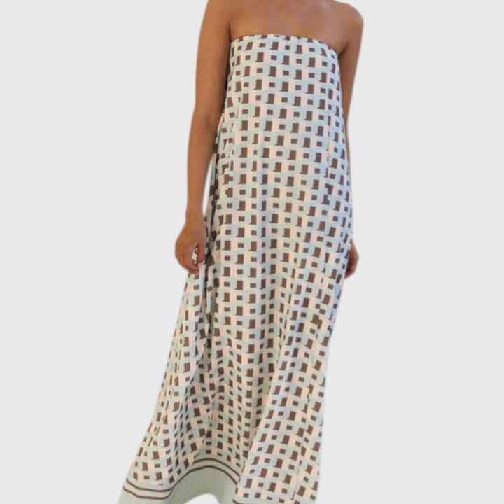 שמלת מקסי גיאומטרית עם כתפיים פתוחות של יארה