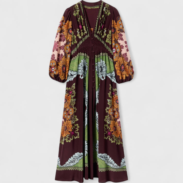 שמלת מקסי עם צווארון וי של Aviva Blossom