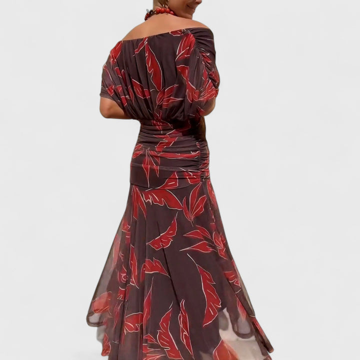 שמלת מקסי עם הדפס עלי שירה