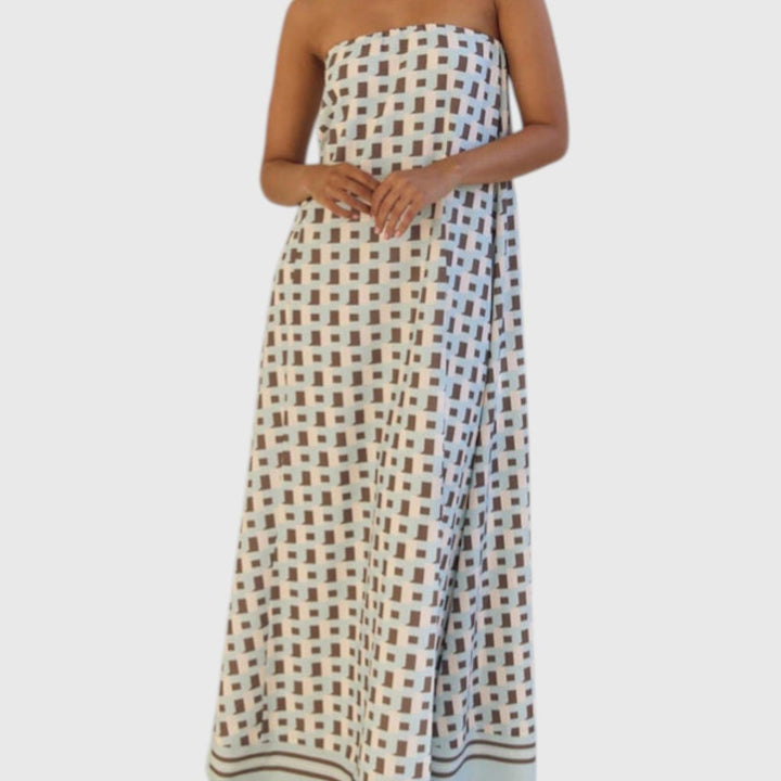 שמלת מקסי גיאומטרית עם כתפיים פתוחות של יארה