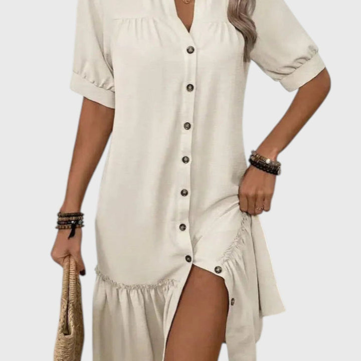 שמלת מידי עם קפלים וכפתורים של טליה