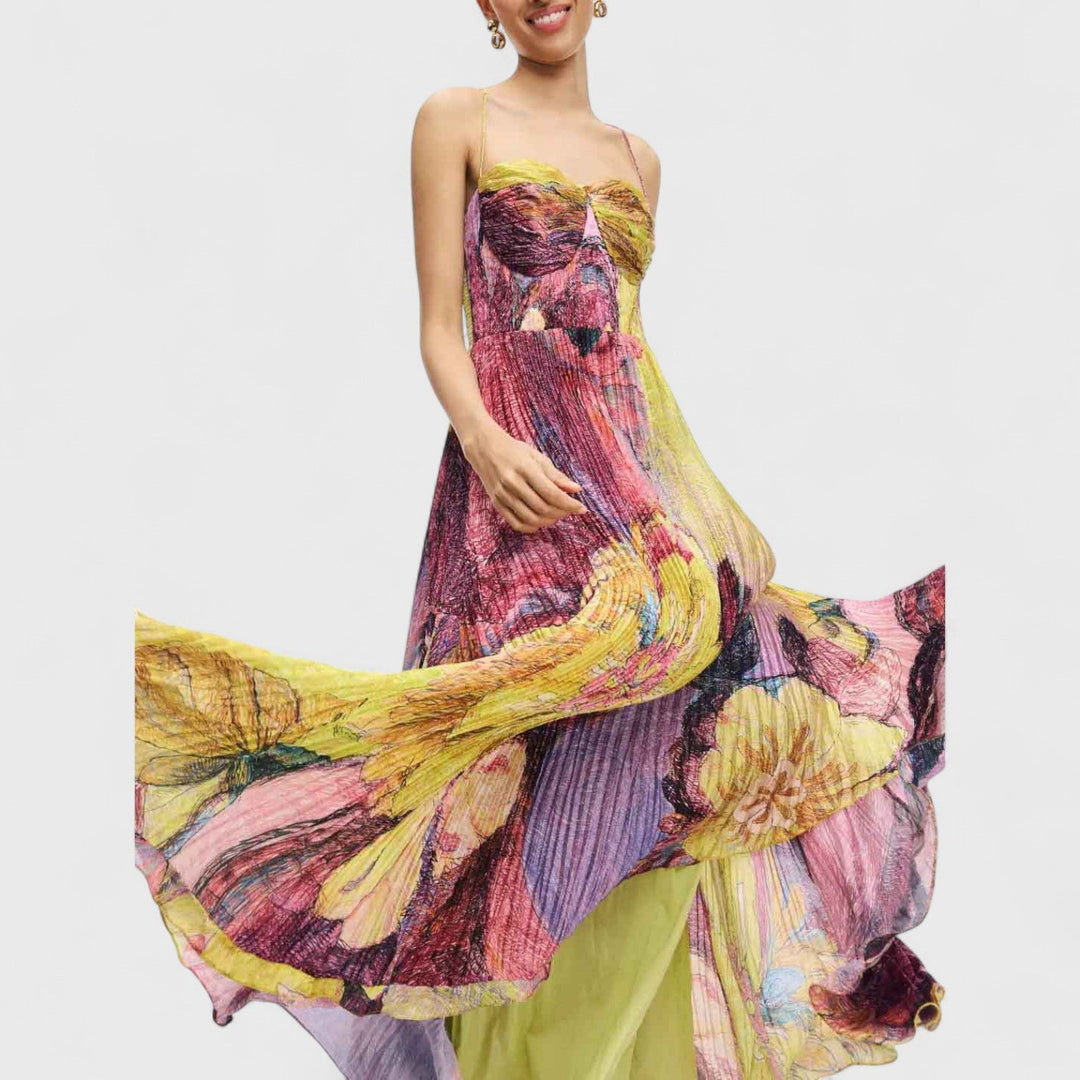 שמלת מקסי מצוירת ביד של תמר