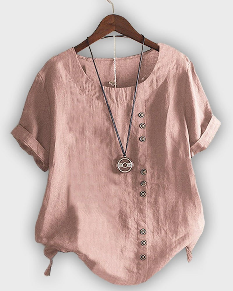 חולצת כותנה אלגנטית עם שרוולים קצרים