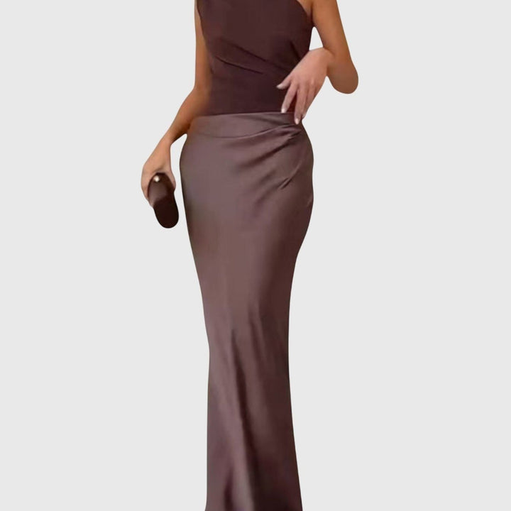 שמלת מקסי עם כתף אחת של גל