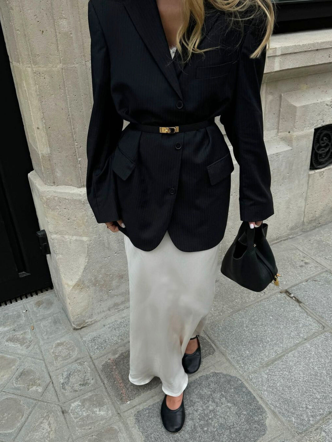 גלאיזה | תיק דלי עם מנעול זהב חלק