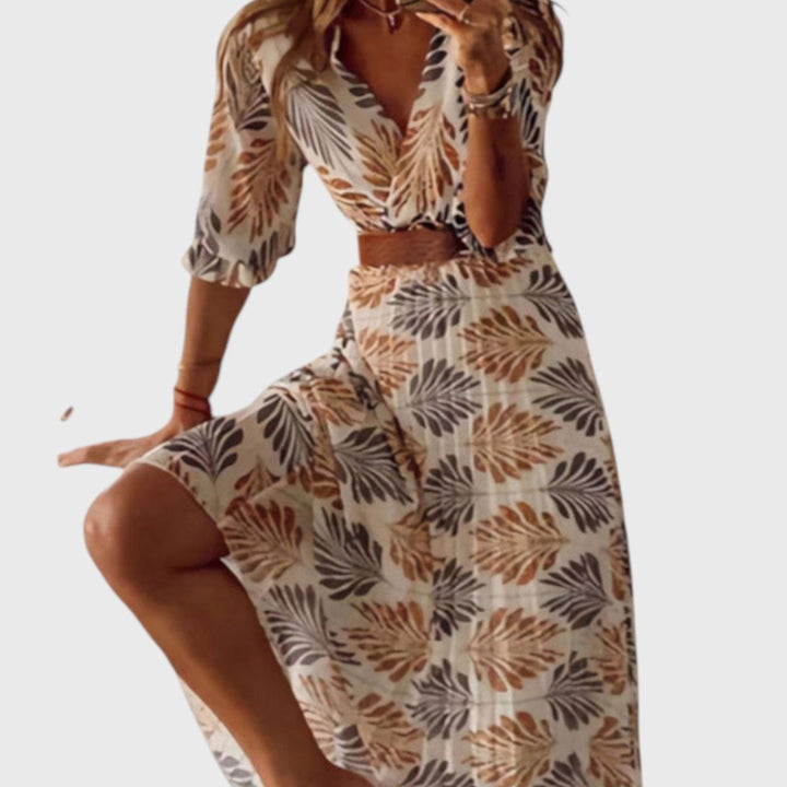 שמלת מקסי עם צווארון וי של יארה