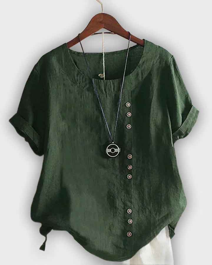 חולצת כותנה אלגנטית עם שרוולים קצרים