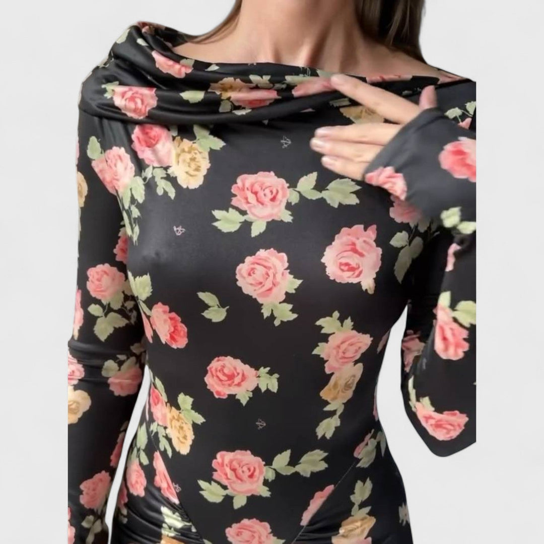 שמלת מידי פרחונית עם קפלים של יעל