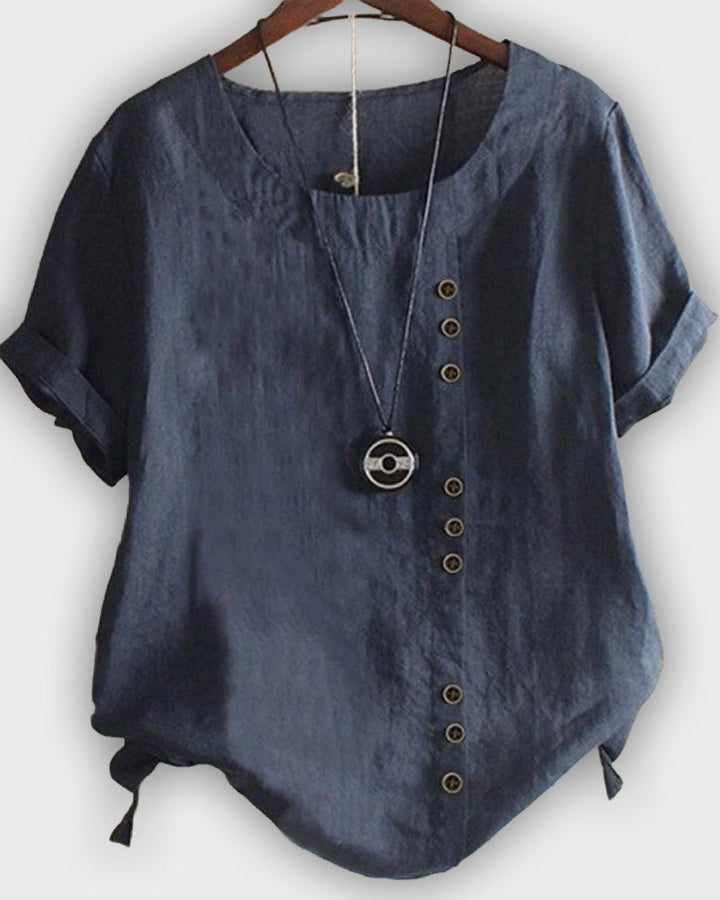 חולצת כותנה אלגנטית עם שרוולים קצרים