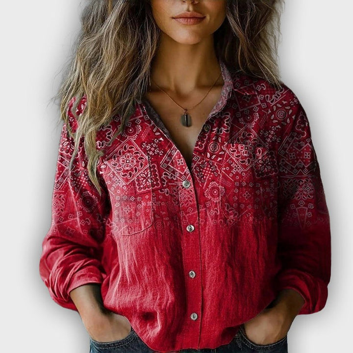 חולצת ניבס מודפסת בסגנון רטרו אלגנטי