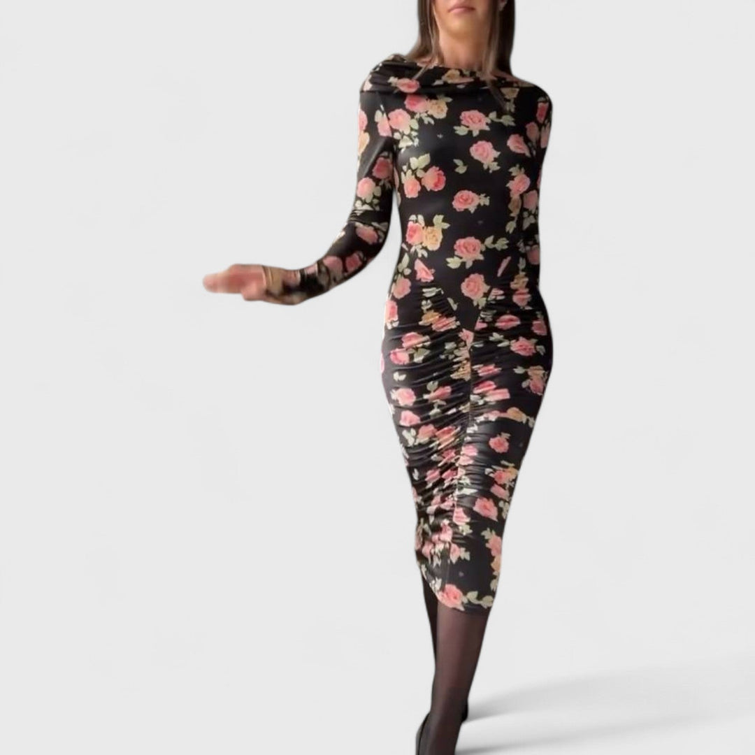 שמלת מידי פרחונית עם קפלים של יעל