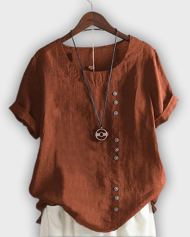 חולצת כותנה אלגנטית עם שרוולים קצרים