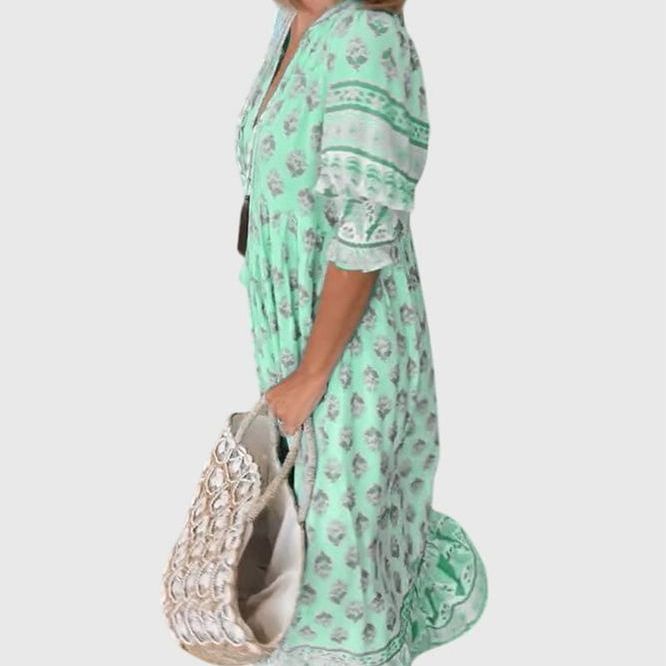 שמלת פרחונית עם צווארון וי של Liron