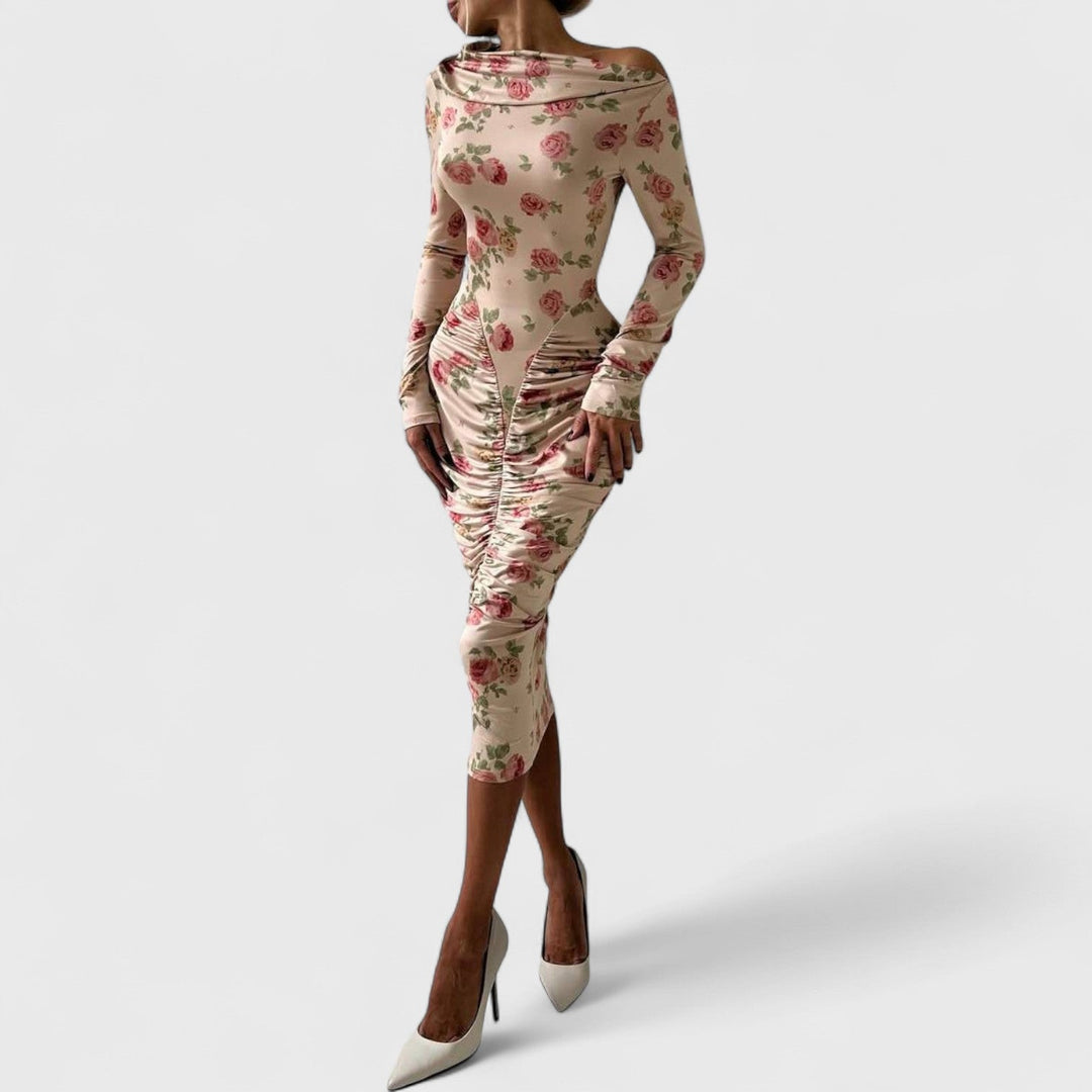 שמלת מידי פרחונית עם קפלים של יעל