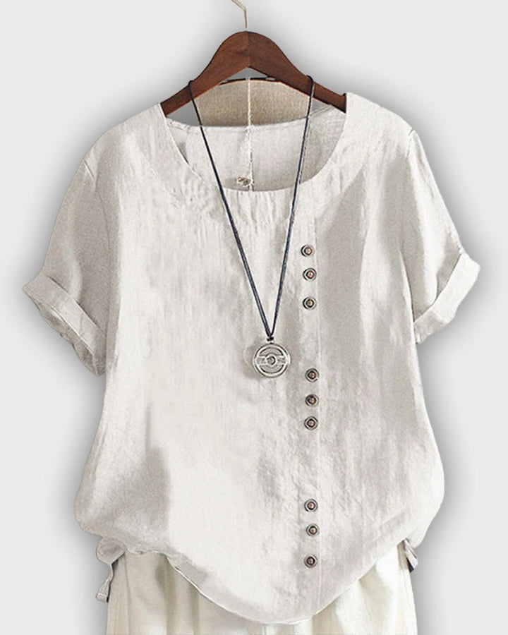 חולצת כותנה אלגנטית עם שרוולים קצרים