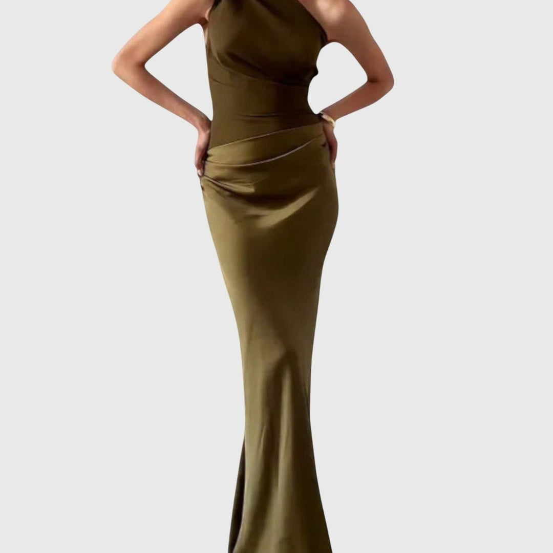 שמלת מקסי עם כתף אחת של גל