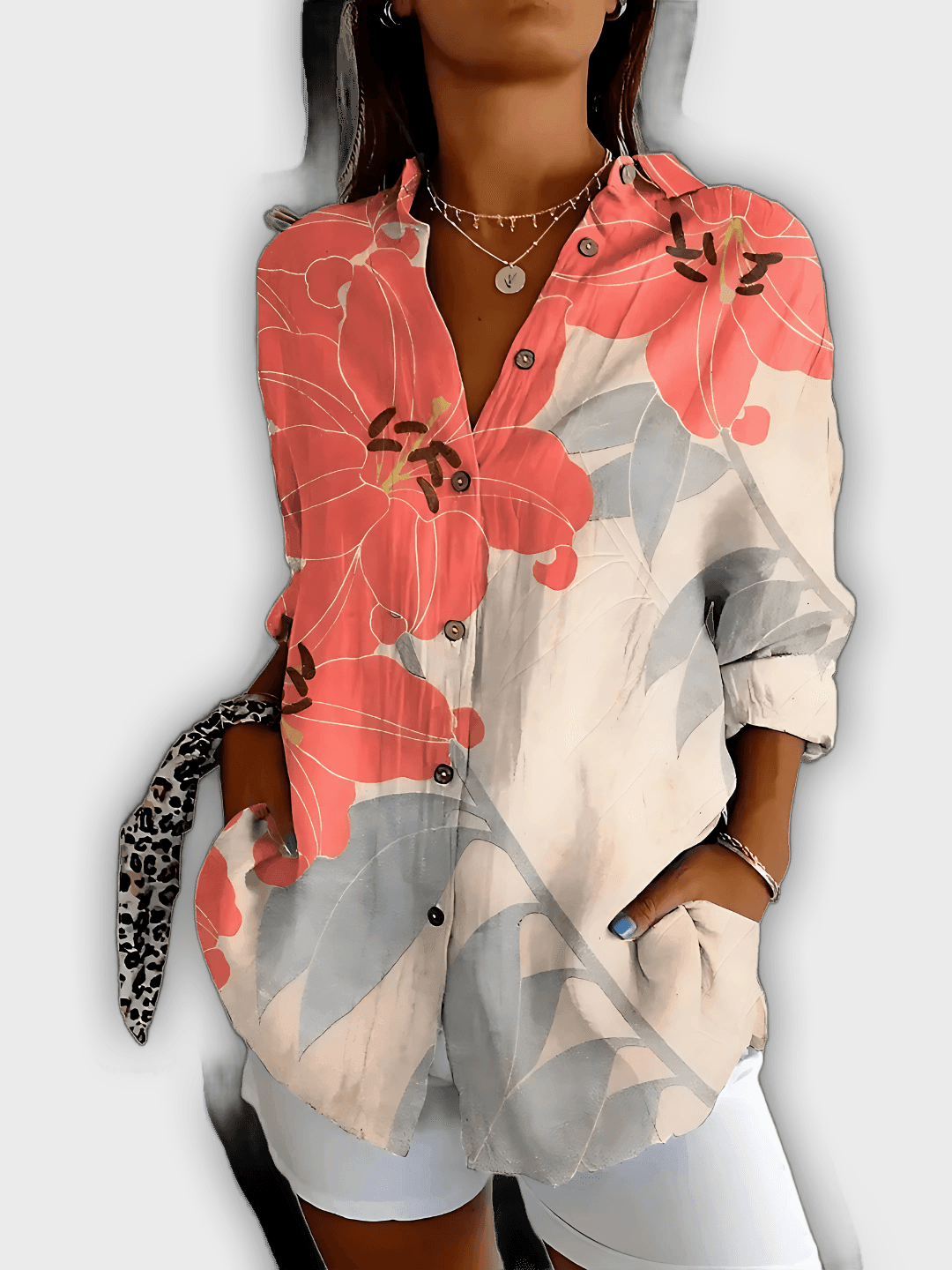 חולצת איווי פרחונית קלילה עם התאמה מחמיאה