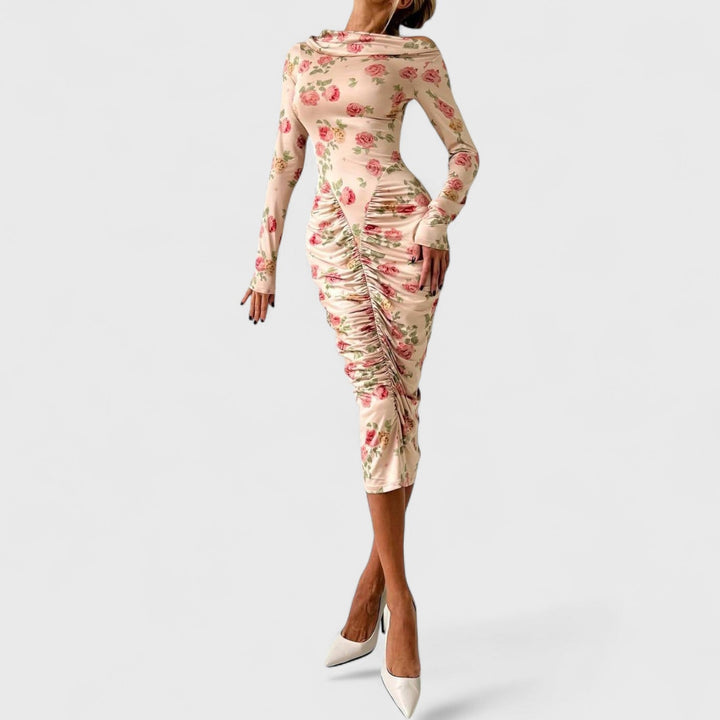 שמלת מידי פרחונית עם קפלים של יעל