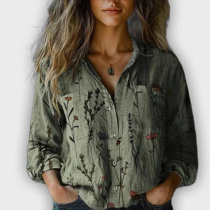 חולצת ניבס מודפסת בסגנון רטרו אלגנטי