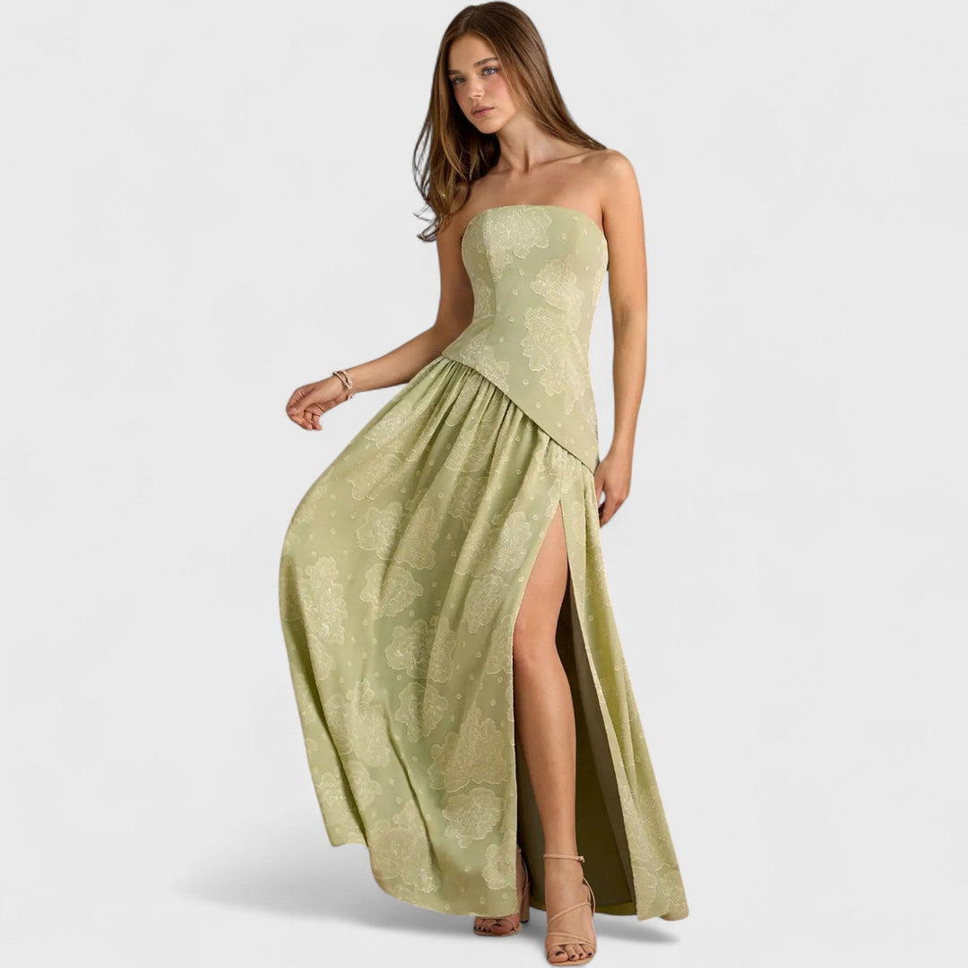 שמלת מקסי ללא כתפיות של רינה