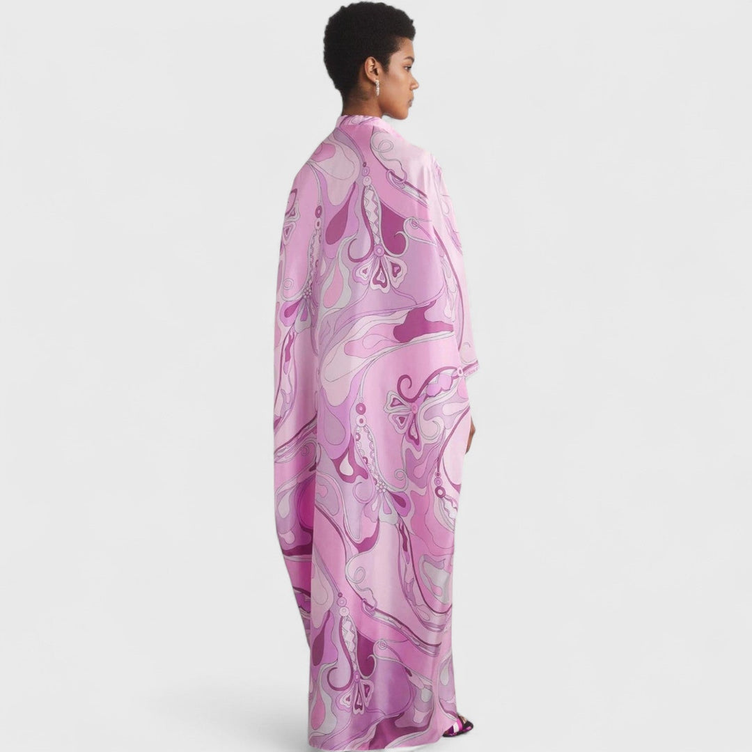 שמלת מקסי עם הדפס ספירלה של מאיה