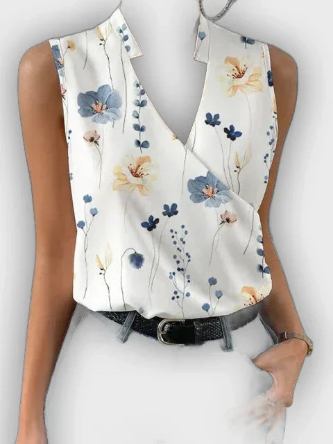 טופ קיץ עם צווארון V אלגנטי ונעים