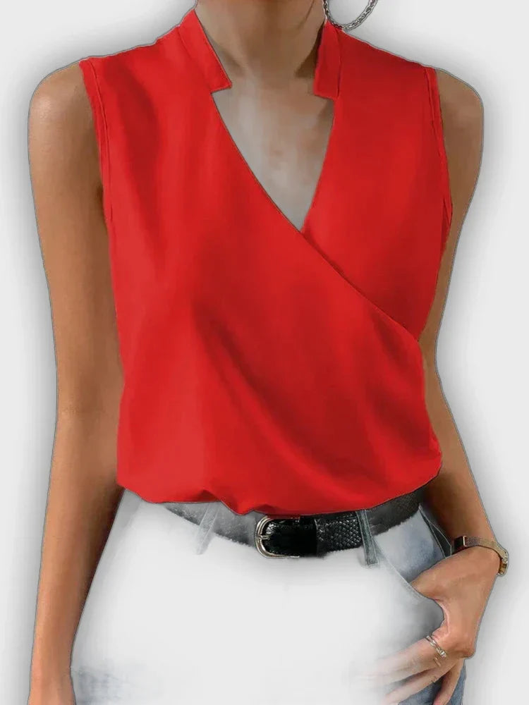 טופ קיץ עם צווארון V אלגנטי ונעים