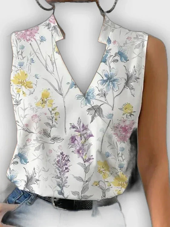 טופ קיץ עם צווארון V אלגנטי ונעים