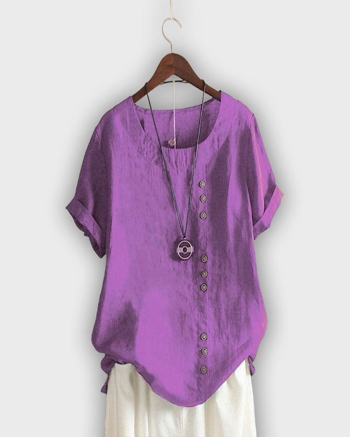 חולצת כותנה אלגנטית עם שרוולים קצרים