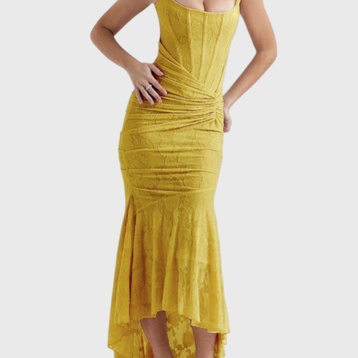 שמלת פרחונית כחולה של רומי