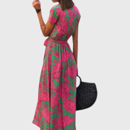 שמלת מידי פרחונית עם עטיפה של רבקה