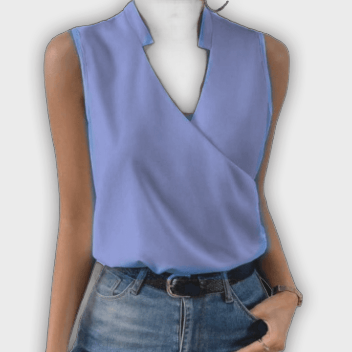 טופ קיץ עם צווארון V אלגנטי ונעים