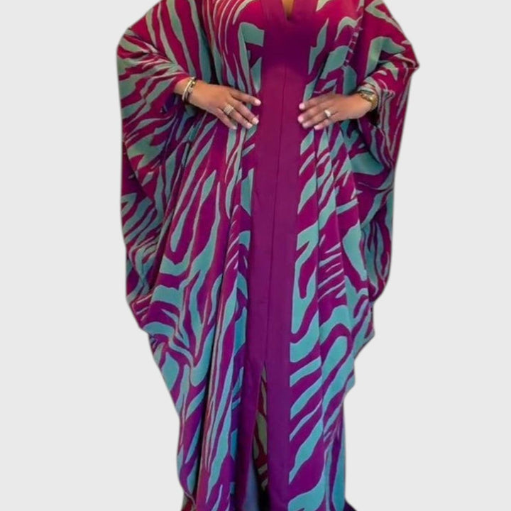 שמלת מקסי עם פסים פראיים