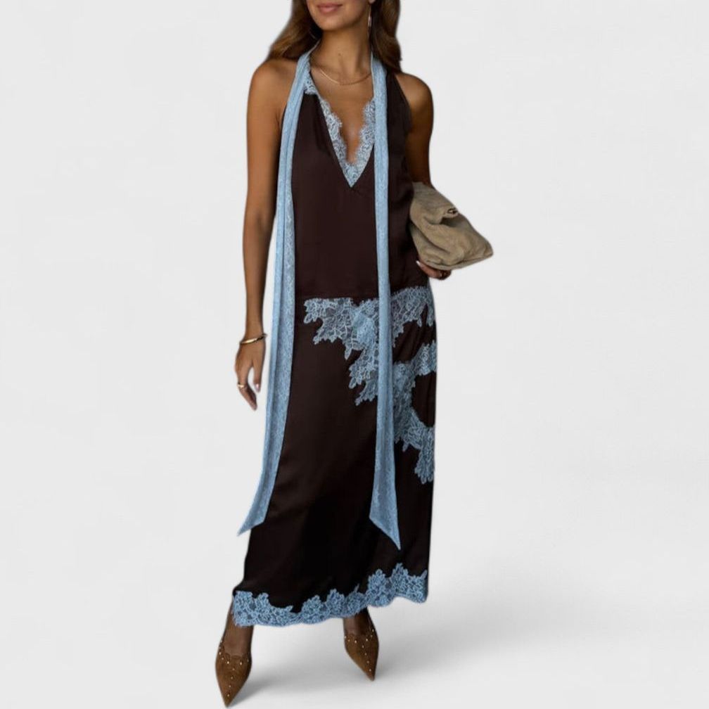 חולצת תחרה חומה-כחולה של אמית