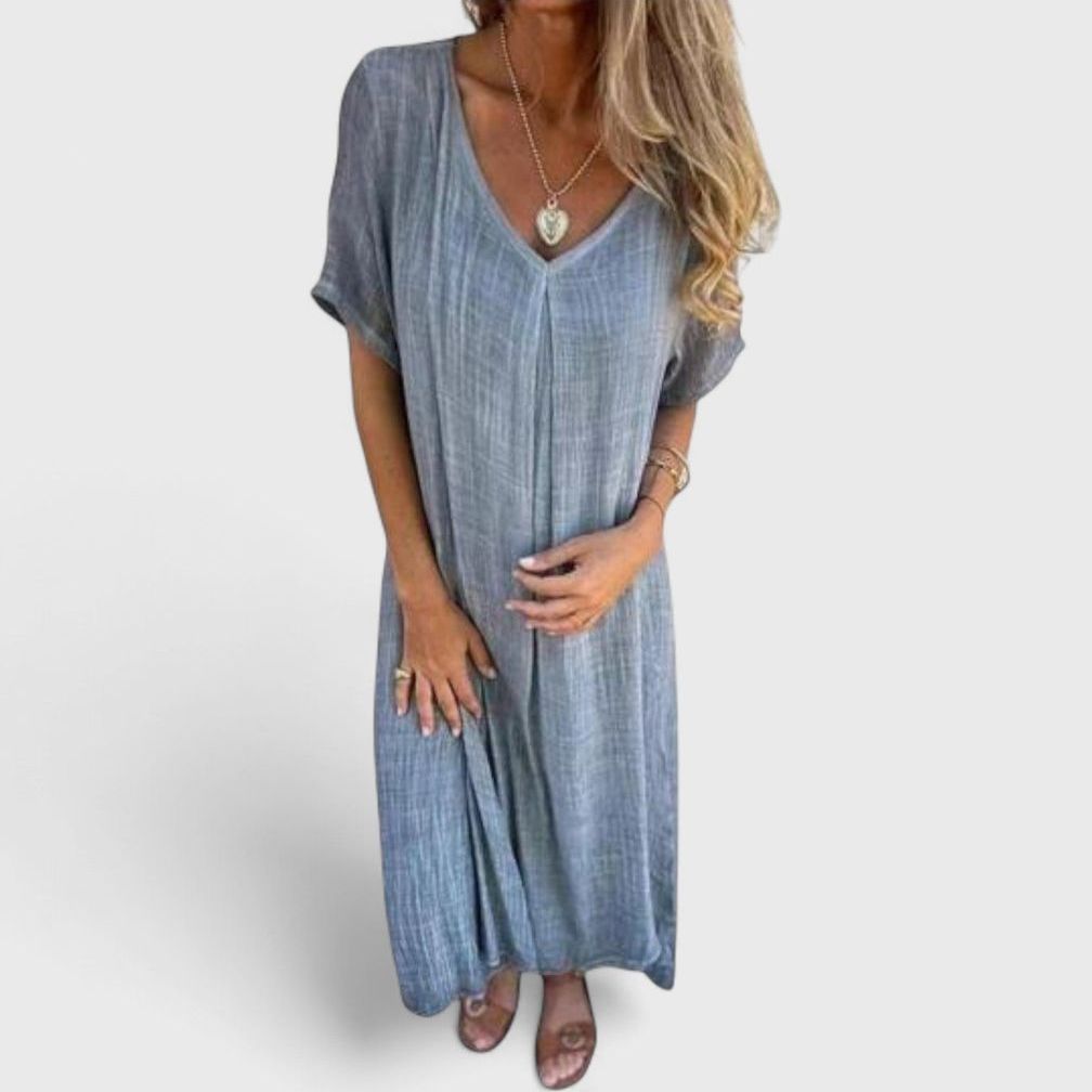 שמלת זיווה עם צווארון וי