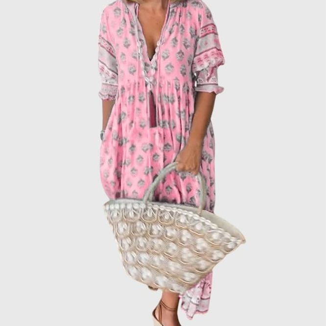 שמלת פרחונית עם צווארון וי של Liron