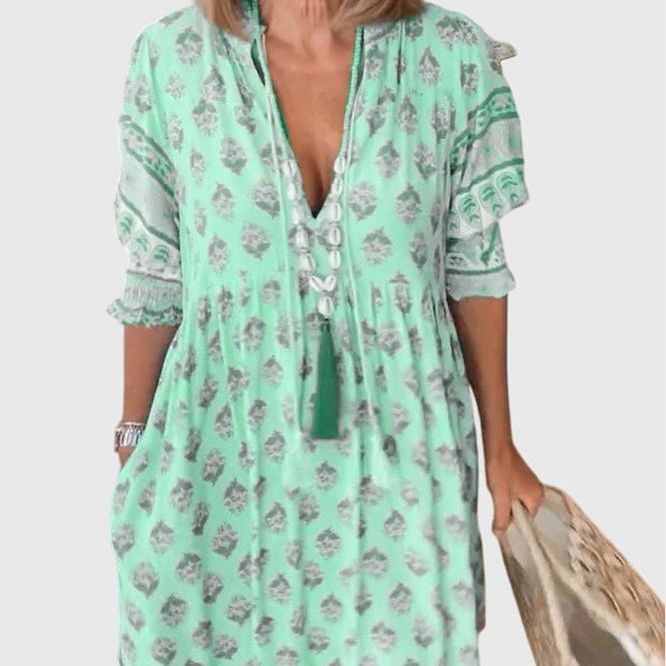 שמלת פרחונית עם צווארון וי של Liron