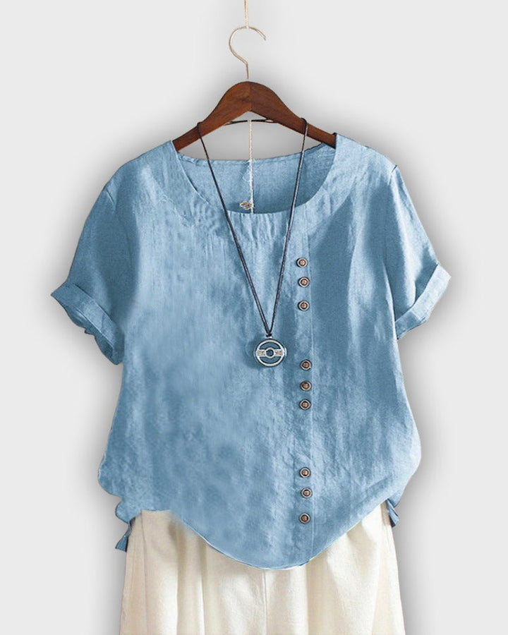 חולצת כותנה אלגנטית עם שרוולים קצרים