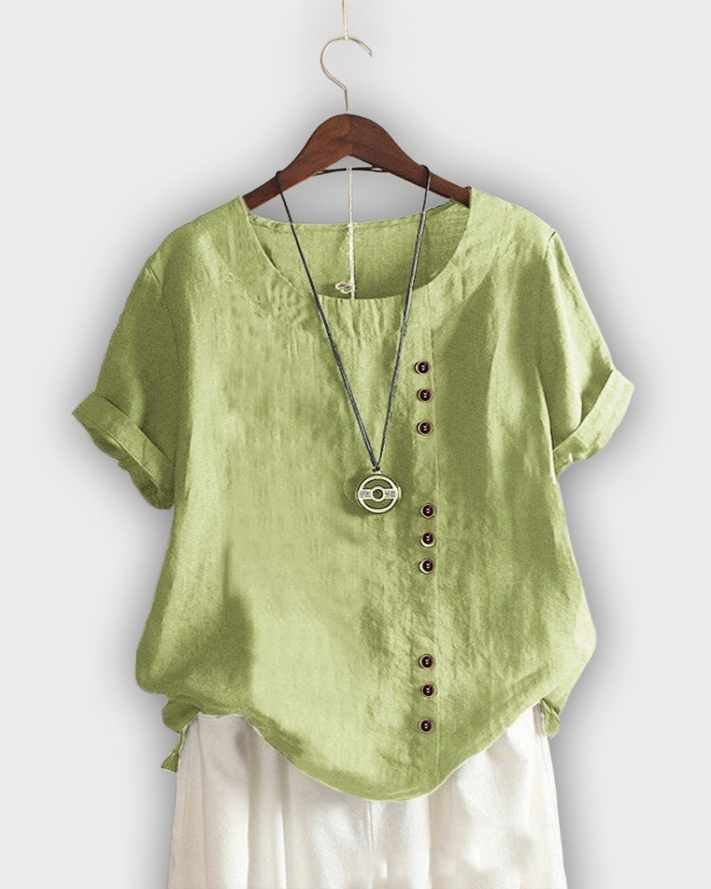 חולצת כותנה אלגנטית עם שרוולים קצרים