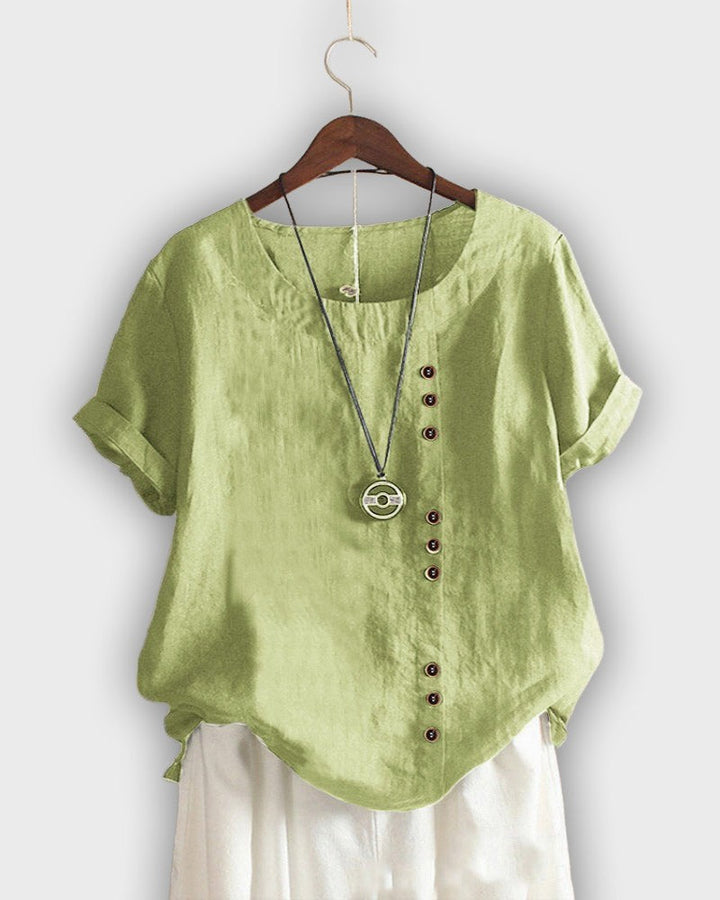 חולצת כותנה אלגנטית עם שרוולים קצרים