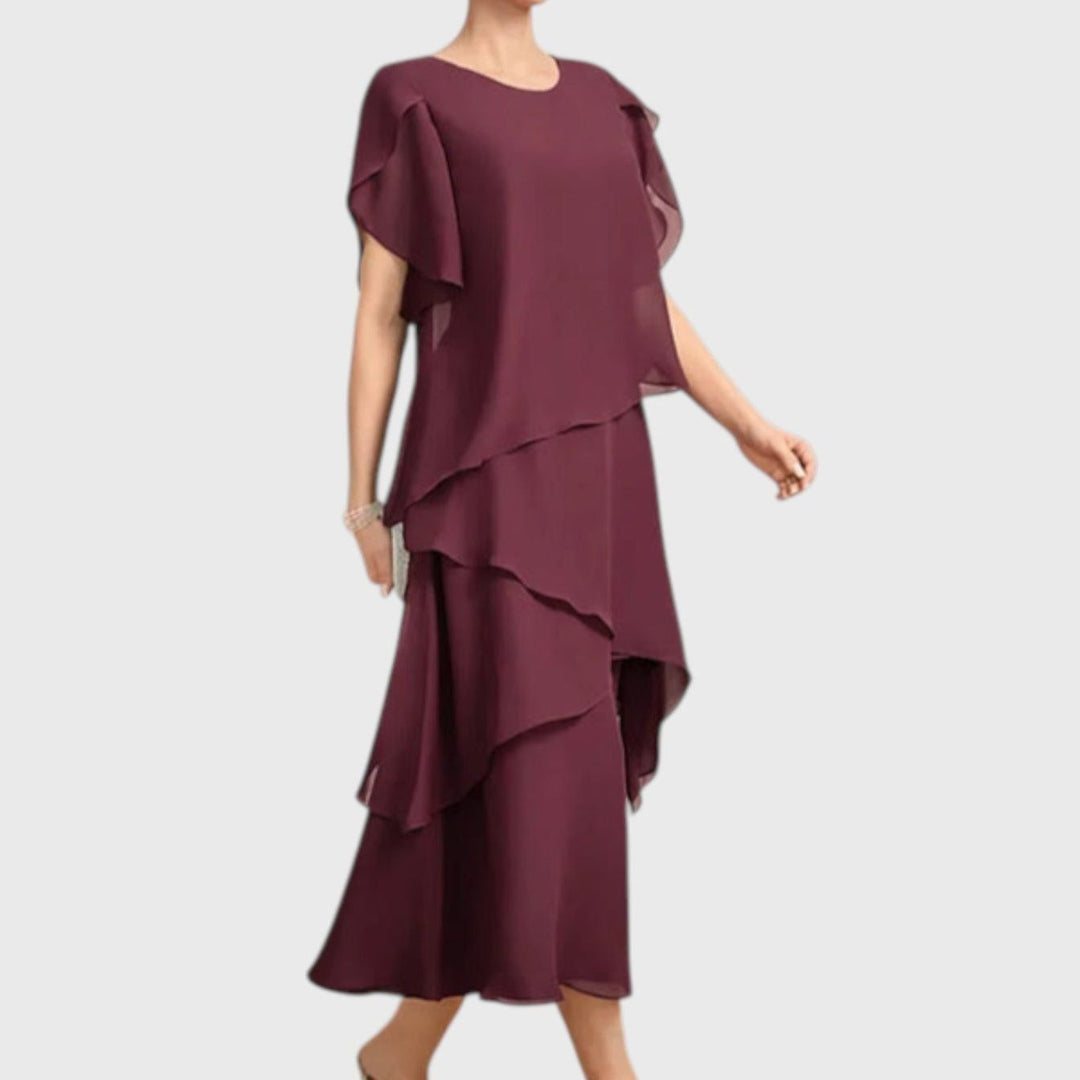 שמלת מידי לאירועים בגזרה שכבתית של תמר